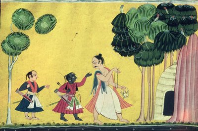 Rama und Lakshmana begleitet von Visvamitra, aus dem Ramayana, ca. 1750 von Indian School